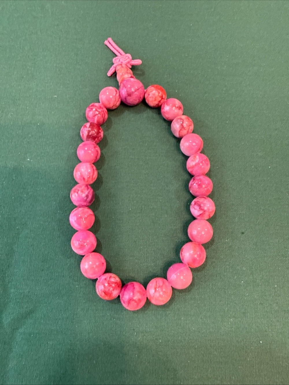Pink Beaded Stretch Bracelet - Polished Round Stones